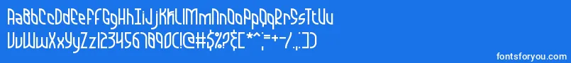 フォントQuarantineBrk – 青い背景に白い文字