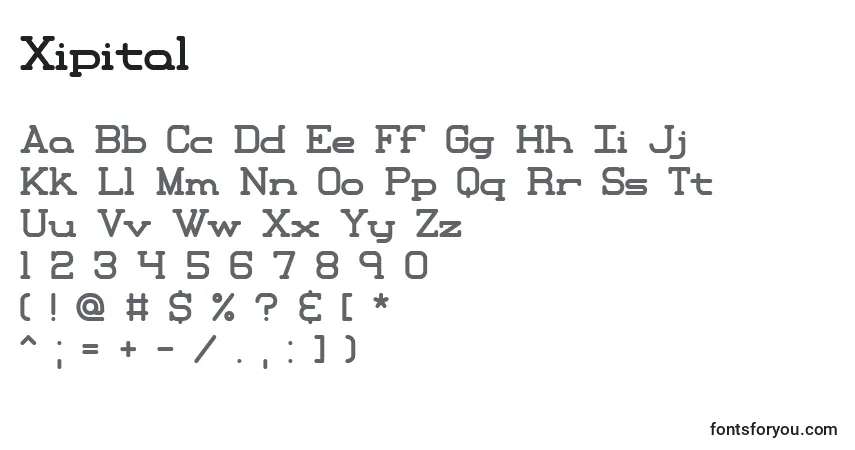 Schriftart Xipital – Alphabet, Zahlen, spezielle Symbole