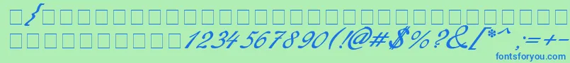 Redinger-Schriftart – Blaue Schriften auf grünem Hintergrund