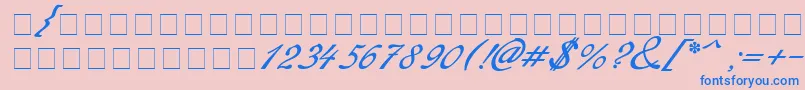 Redinger-Schriftart – Blaue Schriften auf rosa Hintergrund