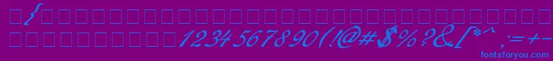 フォントRedinger – 紫色の背景に青い文字