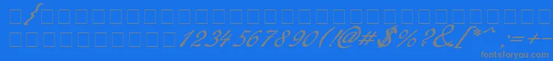 Redinger-fontti – harmaat kirjasimet sinisellä taustalla