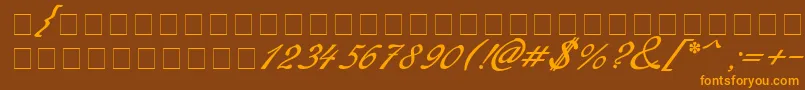 Redinger-Schriftart – Orangefarbene Schriften auf braunem Hintergrund