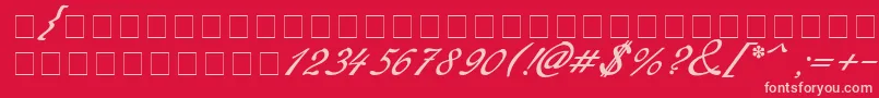 Redinger-fontti – vaaleanpunaiset fontit punaisella taustalla