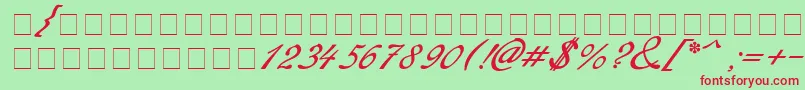 Redinger-fontti – punaiset fontit vihreällä taustalla