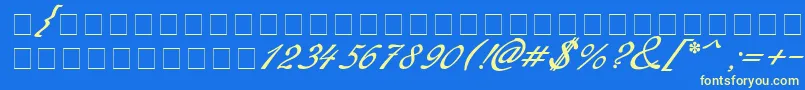 Redinger-fontti – keltaiset fontit sinisellä taustalla