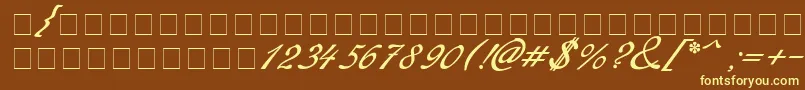 Redinger-fontti – keltaiset fontit ruskealla taustalla