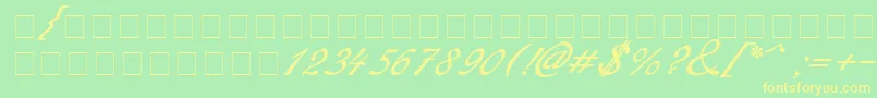 Redinger-fontti – keltaiset fontit vihreällä taustalla