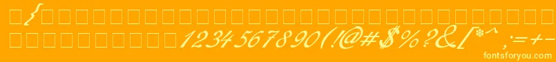 Redinger-Schriftart – Gelbe Schriften auf orangefarbenem Hintergrund