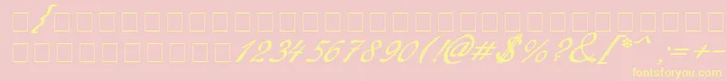 Redinger-fontti – keltaiset fontit vaaleanpunaisella taustalla