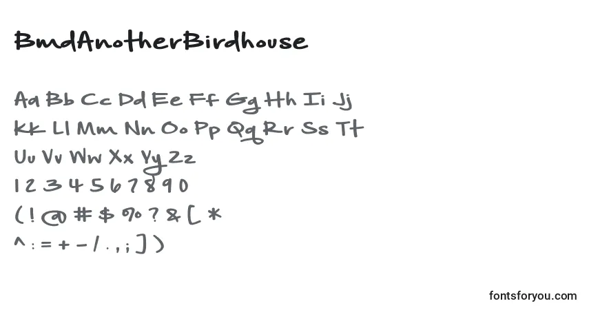 Schriftart BmdAnotherBirdhouse – Alphabet, Zahlen, spezielle Symbole