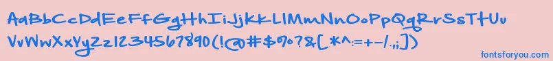 Fonte BmdAnotherBirdhouse – fontes azuis em um fundo rosa