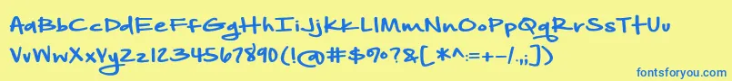 Czcionka BmdAnotherBirdhouse – niebieskie czcionki na żółtym tle
