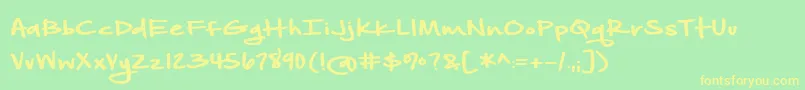 BmdAnotherBirdhouse Font – Yellow Fonts on Green Background