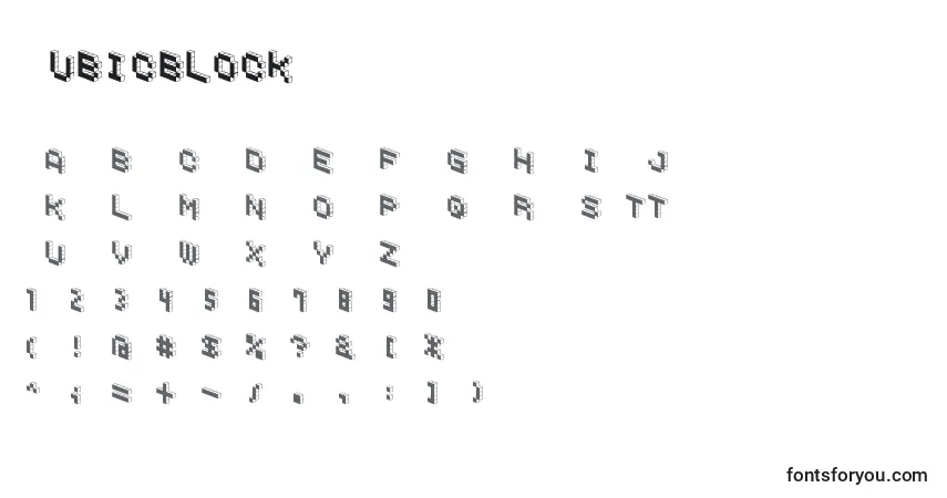 A fonte CubicblockB – alfabeto, números, caracteres especiais
