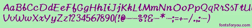 CanonTypestar210 Font – Purple Fonts on Green Background