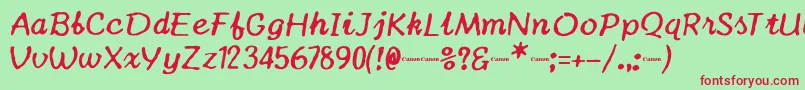 CanonTypestar210 Font – Red Fonts on Green Background