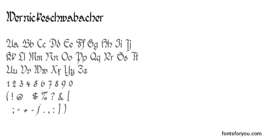 A fonte Wernickeschwabacher – alfabeto, números, caracteres especiais