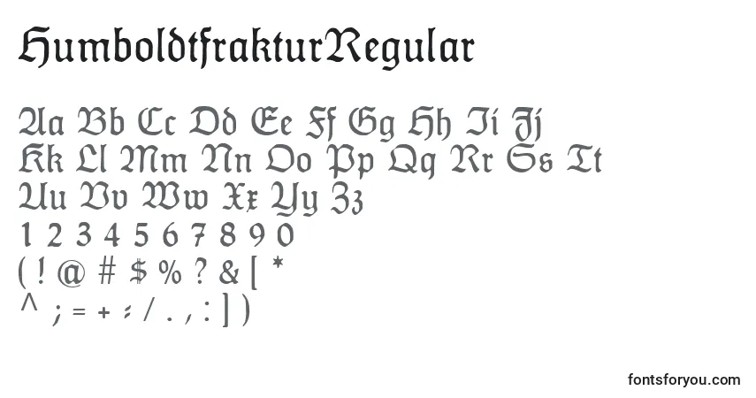Czcionka HumboldtfrakturRegular – alfabet, cyfry, specjalne znaki