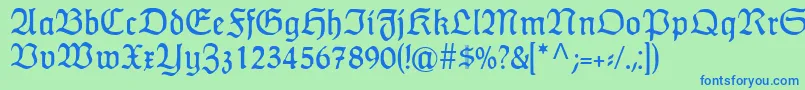 Шрифт HumboldtfrakturRegular – синие шрифты на зелёном фоне