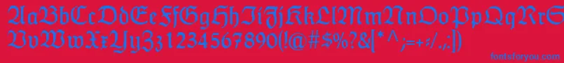 フォントHumboldtfrakturRegular – 赤い背景に青い文字