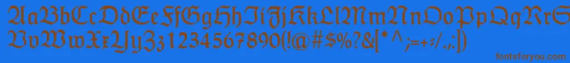 フォントHumboldtfrakturRegular – 茶色の文字が青い背景にあります。