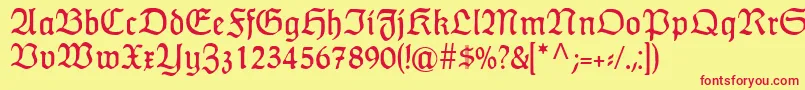 フォントHumboldtfrakturRegular – 赤い文字の黄色い背景