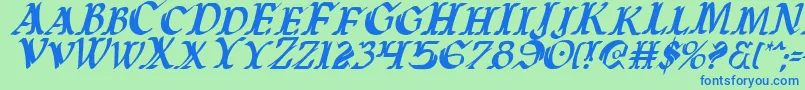Warasgardci-Schriftart – Blaue Schriften auf grünem Hintergrund