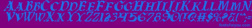 フォントWarasgardci – 紫色の背景に青い文字