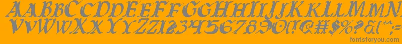 Warasgardci-Schriftart – Graue Schriften auf orangefarbenem Hintergrund