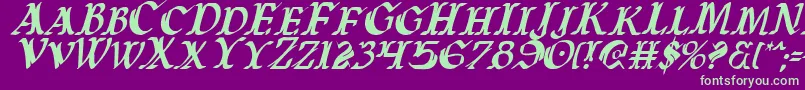 Warasgardci-Schriftart – Grüne Schriften auf violettem Hintergrund