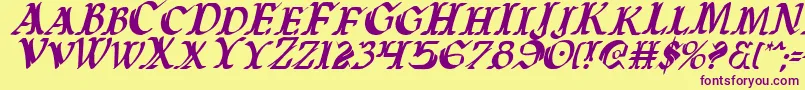 Warasgardci-Schriftart – Violette Schriften auf gelbem Hintergrund