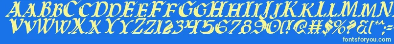 フォントWarasgardci – 黄色の文字、青い背景