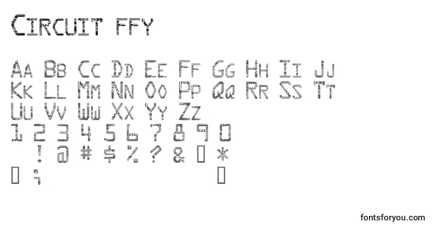 Czcionka Circuit ffy – alfabet, cyfry, specjalne znaki
