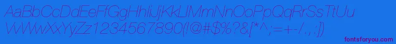 HelveticaneueltstdUltltit Font – Purple Fonts on Blue Background