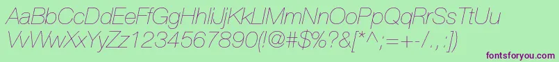 HelveticaneueltstdUltltit Font – Purple Fonts on Green Background