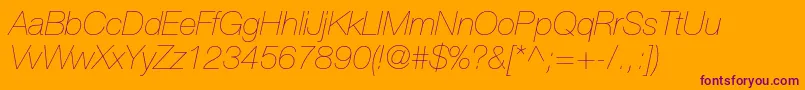 HelveticaneueltstdUltltit Font – Purple Fonts on Orange Background