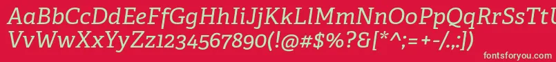 AdelleCyrillicItalic Font – Green Fonts on Red Background