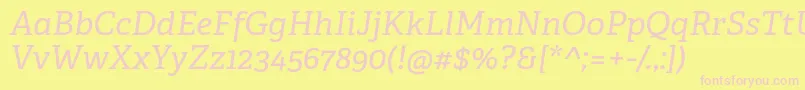 AdelleCyrillicItalic Font – Pink Fonts on Yellow Background