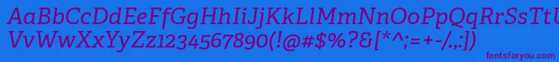 AdelleCyrillicItalic Font – Purple Fonts on Blue Background