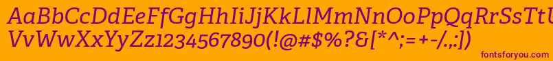 AdelleCyrillicItalic Font – Purple Fonts on Orange Background