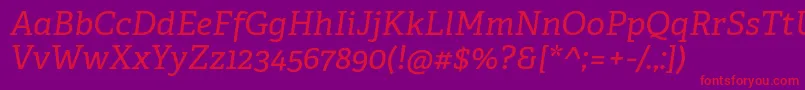 AdelleCyrillicItalic Font – Red Fonts on Purple Background