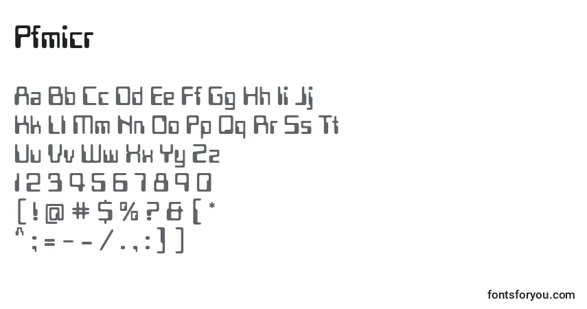A fonte Pfmicr – alfabeto, números, caracteres especiais