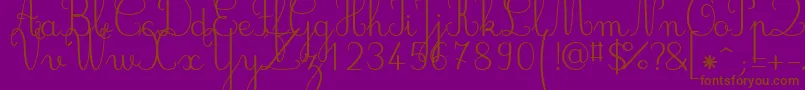 Jbcursive-Schriftart – Braune Schriften auf violettem Hintergrund