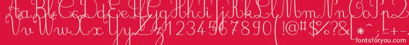 Jbcursive-fontti – vaaleanpunaiset fontit punaisella taustalla
