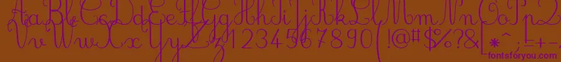 Jbcursive-fontti – violetit fontit ruskealla taustalla