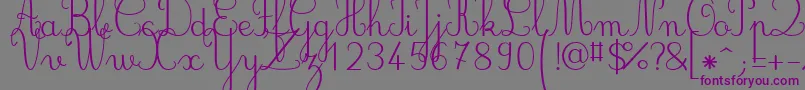 Jbcursive-fontti – violetit fontit harmaalla taustalla