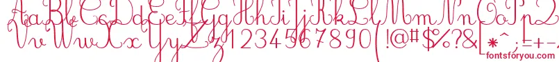 Jbcursive-fontti – punaiset fontit valkoisella taustalla