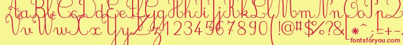 Jbcursive-Schriftart – Rote Schriften auf gelbem Hintergrund