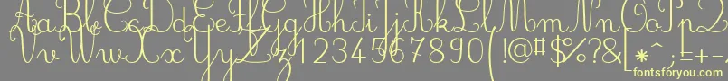 Jbcursive-fontti – keltaiset fontit harmaalla taustalla
